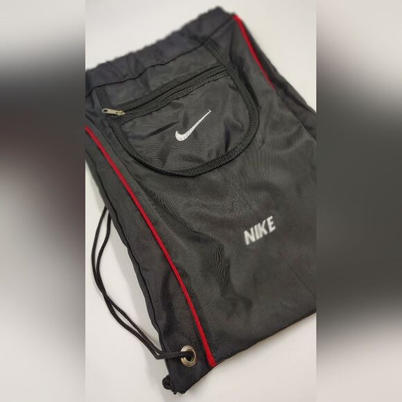 Nike Black & Red  Drawstring Backpak Bag Travel School Sports - Picture 8 of 11